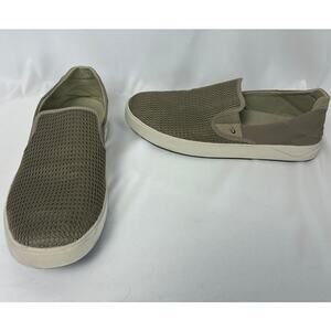 Olukai LAE'AHI Mens Shoes 12 Beige Mesh Slip On Comfort Summer Beach Vacation